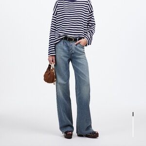 Madewell Women's Pleated Low Slung Baggy Jeans Billings Wash